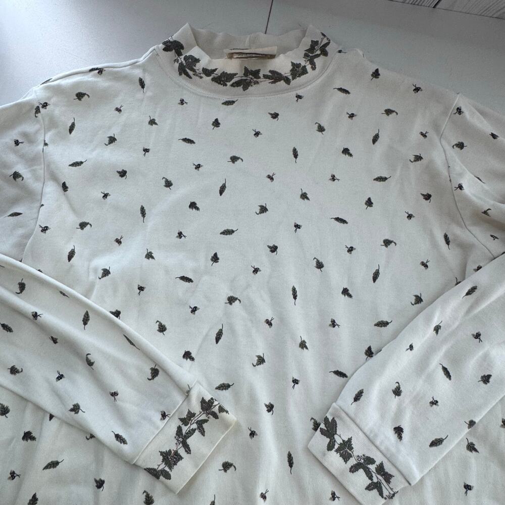 Vintage Northern Reflections Shirt Womens Large Long Sleeve Mock Neck Top Leaves